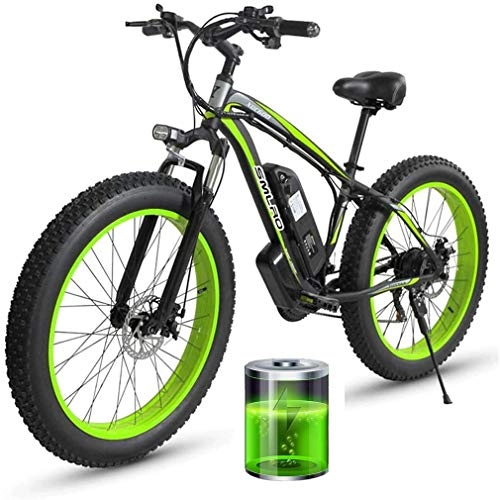 Electric Bike : SXTR 26'' Electric Mountain Bike with Removable Large Capacity Lithium-Ion Battery (48V 8Ah 350W 500W 1000W), Electric Bike 21 Speed Gear and three Working Modes (Green)
