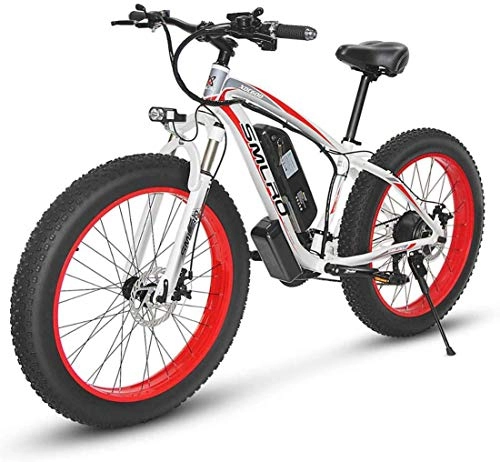 Electric Bike : SXTR 26'' Electric Mountain Bike with Removable Large Capacity Lithium-Ion Battery (48V 8Ah 350W 500W 1000W), Electric Bike 21 Speed Gear and three Working Modes (Red)