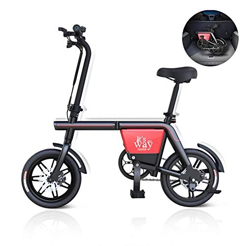 Electric Bike : SYCHONG 12Inch Mini Electric Bike Aluminum Alloy 36V 8AH Lithium Battery Front Light Double Disc Brakes High Load(Foldable)
