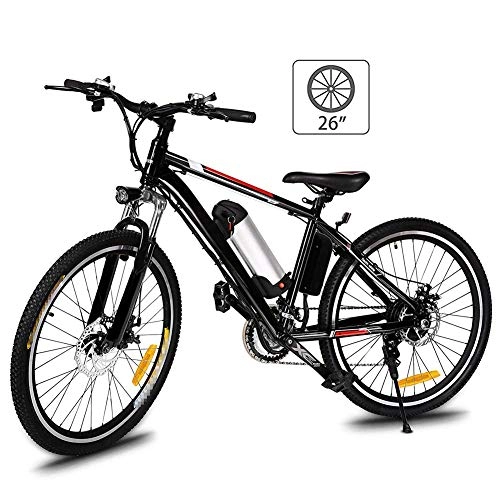 Electric Bike : SYCHONG 26'' Electric Mountain Bike with Removable Large Capacity Lithium-Ion Battery (36V 250W), for Adults Electric Bike 21 Speed Gear And Three Working Modes, Red
