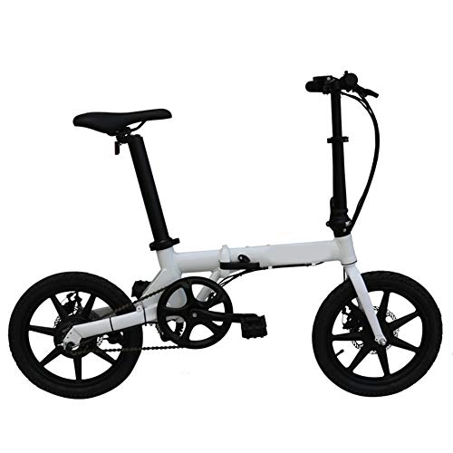 Electric Bike : SYCHONG Folding Electric Bike 16" Wheels Motor 3 Kinds of Riding Modes 5 Gears, White