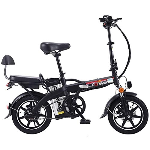 Electric Bike : SYCHONG Folding Electric Bike with 48V 12A Removable Lithium-Ion Battery, 350W Motor And Explosion-Proof Tire, Double Suspension, Black