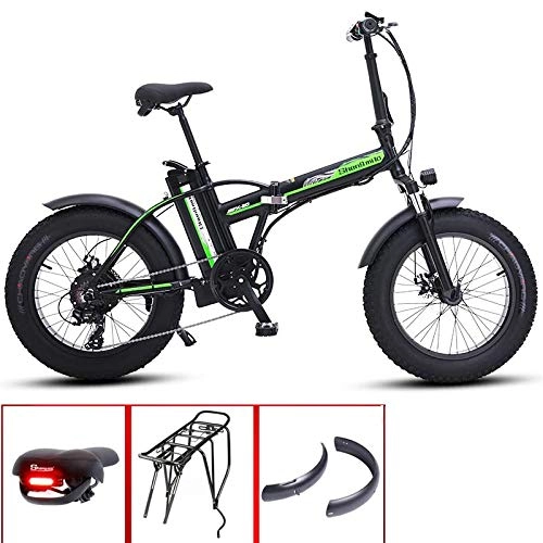 Electric Bike : SYLTL 20 Inch Electric Bike Aluminum Alloy 48V 15AH Lithium Battery Mountain Cycling Bicycle Collapsible E-bike, Black