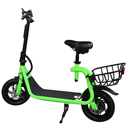Electric Bike : SZPDD Electric Scooter for Adults, 36V Rechargeable Battery Bikes, Portable Folding Design Commuting Motorized Scooter with Display and LED Indicator Light, Green