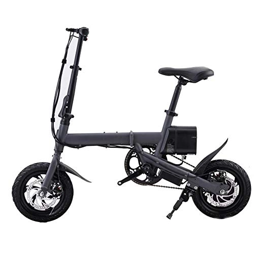 Electric Bike : TANCEQI 12 Inch Electric Bike 350W Folding Mountain Bike with 36V Lithium Battery And Disc Brake, Lightweight Foldable Compact Ebike for Commuting & Leisure (Black)