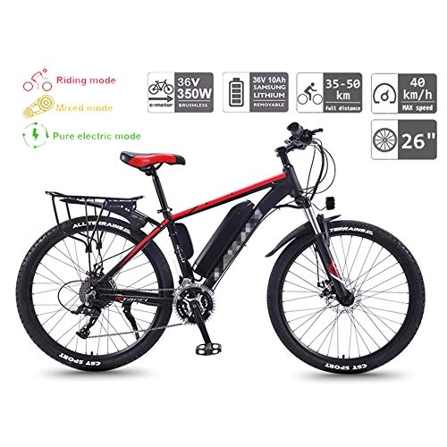 Electric Bike : TANCEQI 26'' Electric Bikes for Adult Magnesium Alloy Bikes Bicycles All Terrain Mens Mountain Bike 36V 350W Electric Bicycle 30 Speed Gear And Three Working Modes for Outdoor Cycling, Red