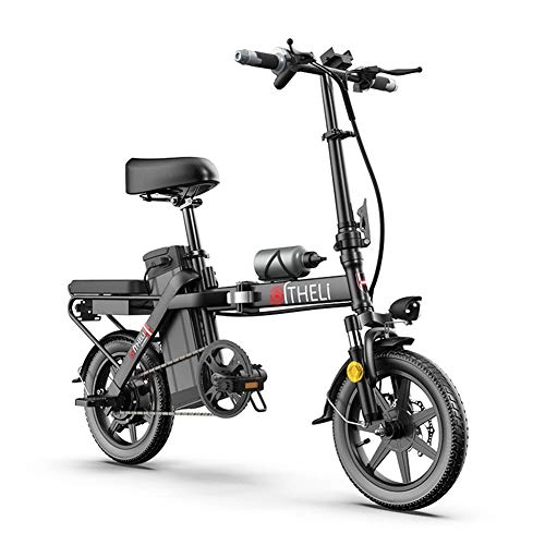 Electric Bike : TANCEQI Adult Folding Electric Bikes Bicycle Adjustable Height Portable Comfort Bicycles Hybrid Recumbent / Road Bikes, Aluminum Alloy Frame, LCD Screen, Three Riding Mode, Black