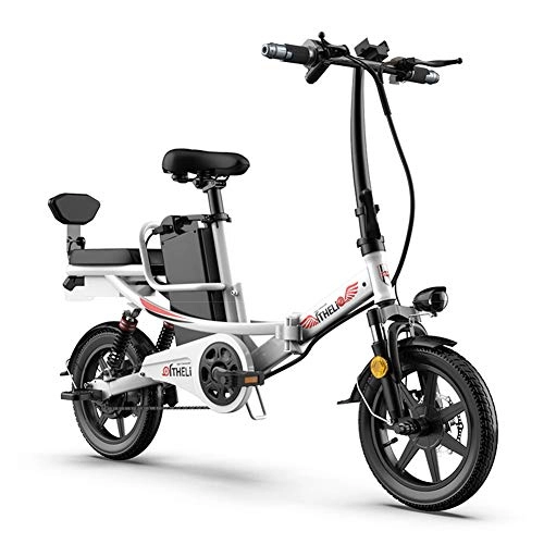 Electric Bike : TANCEQI Adult Folding Electric Bikes Comfort Bicycles Hybrid Recumbent / Road Bikes, with LED Front Light Easy To Store in Caravan Motor Home Silent Motor E-Bike for Cycling, White