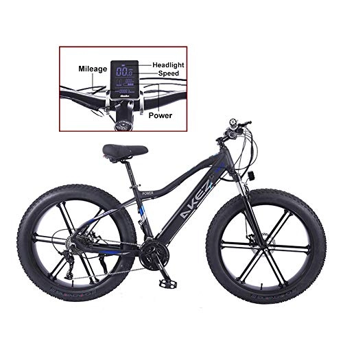 Electric Bike : TANCEQI Electric Bicycle 26" Ebike with 36V 10Ah Lithium Battery Mountain Hybrid Bike for Adults 27 Speed 5 Speed Power System Mechanical Disc Brakes Lock Front Fork Shock Absorption, Black