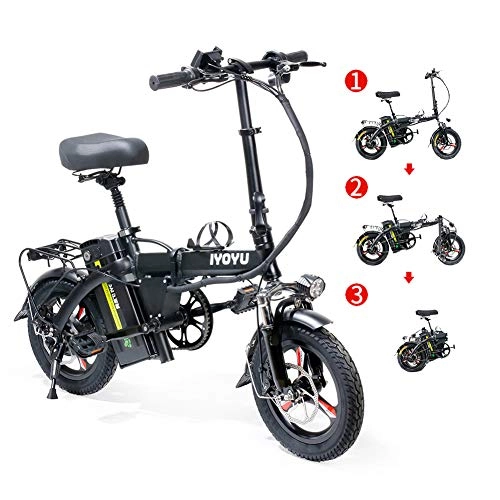Electric Bike : TANCEQI Electric Bikes Foldable E-Bike Adjustable Lightweight Alloy Frame E-Bike with Pedal for Adults And Teens, Or Sports Outdoor Cycling Travel Commuting, Shock Absorption Mechanism