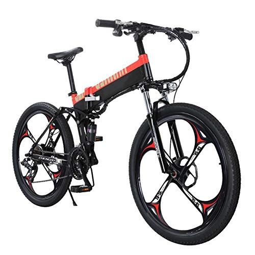 Electric Bike : TANCEQI Electric Folding Bike for Adults, Lightweight Aluminum Alloy Frame Mountain Cycling Bicycle, Max Load 120KG, Three Steps Folding, Eco-Friendly Bike for Outdoor Cycling Work Out