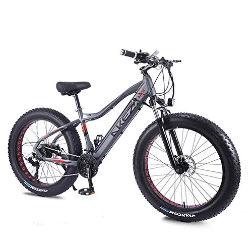 Electric Bike : TANCEQI Electric Mountain Bike 26 Inches 350W 36V 10Ah Folding Fat Tire Snow Bike 27 Speed E-Bike Pedal Assist Disc Brakes And Three Working Modes for Adult, Gray