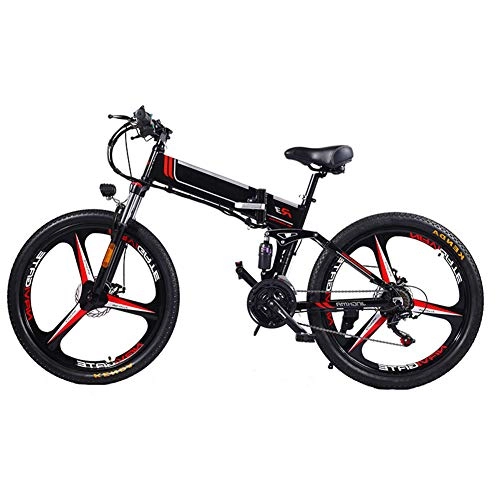 Electric Bike : TANCEQI Electric Mountain Bike Folding Ebike 350W 21 Speed Magnesium Alloy Rim Folding Bicycle Ultra-Light Hidden Battery-Powered Bicycle Adult Mobility Electric Car for Adult, Black