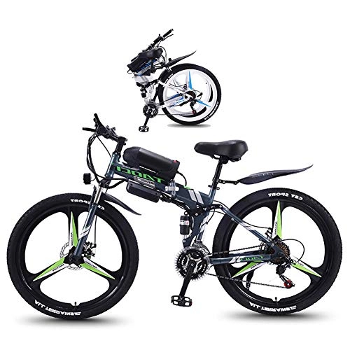 Electric Bike : TANCEQI Fat Tire Folding Electric Bike for Adults with 26" Super Lightweight Magnesium Alloy Integrated Wheel Electric Bicycle Full Suspension And 21 Speed Gears, LED Bike Light, White