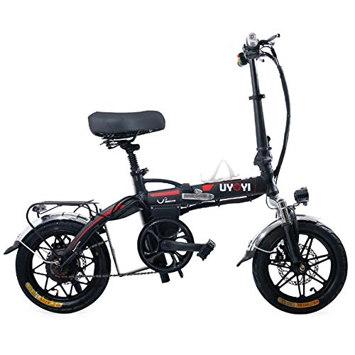Electric Bike : TANCEQI Folding Electric Bike Commuter Ultra Light Portable Folding Bicycle with 400W Brushless Motor, Aluminum Electric Scooter Adjustable Foldable for Cycling Outdoor, Black