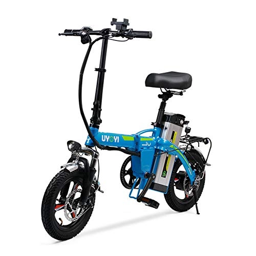Electric Bike : TANCEQI Folding Electric Bike Commuter Ultra Light Portable Folding Bicycle with 400W Brushless Motor, Aluminum Electric Scooter Adjustable Foldable for Cycling Outdoor, Blue