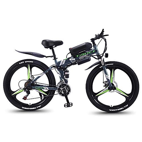 Electric Bike : TANCEQI Folding Electric Bike E-Bike 26'' Electric Bicycle with 36V 350W Motor And 21 Speed Gear Snow Bicycle Moped Electric Mountain Bike Aluminum Frame, Gray