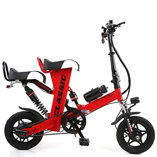 Electric Bike : Tang Mini Foldable Electric Bike 12 Inches, 35 Km / H, 400W Mountain Bike, Red