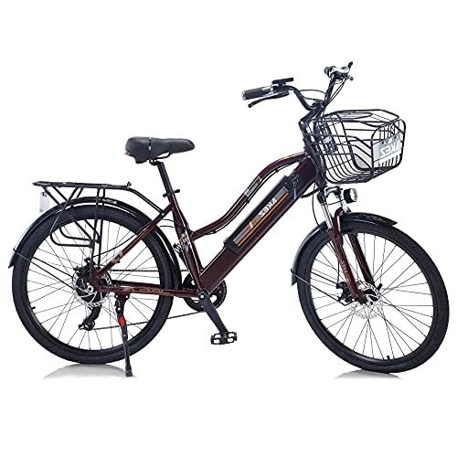 Electric Bike : TAOCI 26" Electric Bike City Commute Bike for Women Adult with 36V Removable Lithium Battery E-Bike Shimano 7-speed Mountain Bicycles for Travel Work