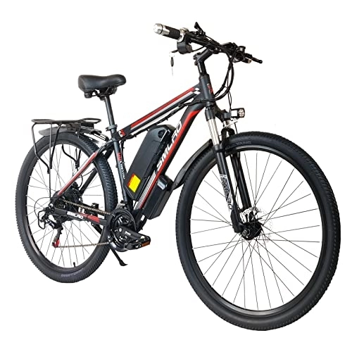 Electric Bike : TAOCI Electric Bikes for Adult, Mountain Bike, Aluminum Alloy Ebikes Bicycles All Terrain, 29" 48V 13AH Removable Lithium-Ion Battery Bicycle Ebike for Outdoor Cycling Travel Work Out (black red-29)