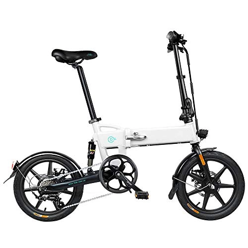 Electric Bike : Tazzaka Folding Electric Bike for Adults, 16" Men Women 250W 25km / h Aluminum Electric Bicycle / Commute Ebike with 36V 7.8Ah Removable Lithium Battery Shimano 6 Speed LCD Screen, WhiteUK STOCK