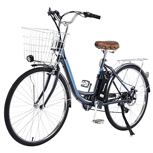 Electric Bike : TDHLW 26" / 27.5" 36V 350W Electric Bicycle for Adults, Retro City Electric Bike with Basket, Commuter Ebikes with 10A Removable Lithium Battery LED Front Light, Shockproof, 26in