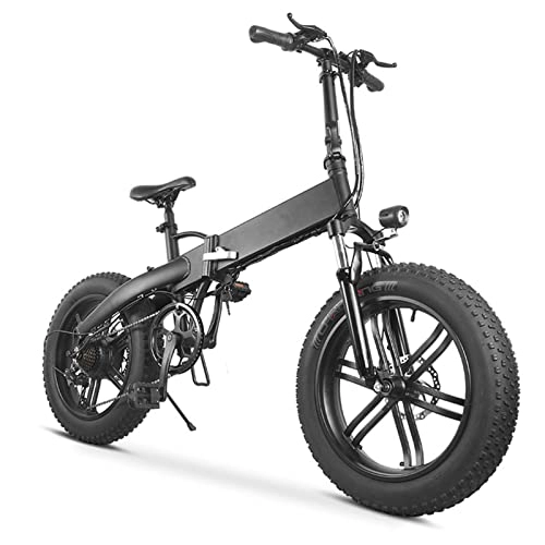 Electric Bike : TDHLW Folding Electric Bike 20-inch Fat Tire 36V 10.4AH Detachable Battery, LCD Display 7-Speed Gear City Commuter Electric Bicycle, Black