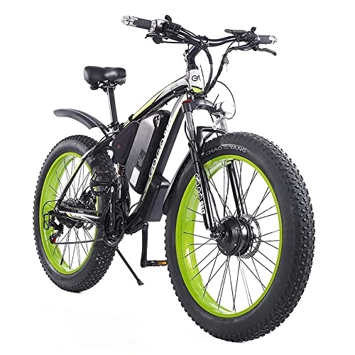 Electric Bike : Teanyotink Electric Bicycle with 48V 17.5AH Battery, Double-Drive Electric Bicycle Waterproof Shock-Resistant, Foldable Outdoor Short-Distance Riding Mountain Off-Road Bicycle