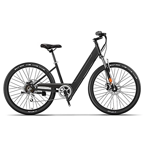 Electric Bike : TGHY Electric City Bike for Adults Women 26 inch Ebike Removable 36V 10Ah Lithium Battery 250W Brushless Motor Pedal Assist Full Suspension Fork Electric Bicycle for Commuter, Black