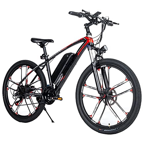 Electric Bike : TGHY Electric Mountain Bike for Adult 26" E-Bike with Pedal Assist 48V 350W Motor Removable 8Ah Lithium Battery 21-Speed Dual Disc Brake Full Suspension Fork Electric Bicycle, Black
