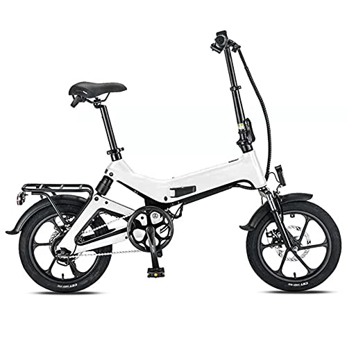 Electric Bike : TGHY Folding Electric Bike 16" Ebike 36V 8.7Ah Removable Lithium-Ion Battery 250W Motor Pedal Assist Dual Disc Brake EBS 50km Range Magnesium Aluminum Alloy, White