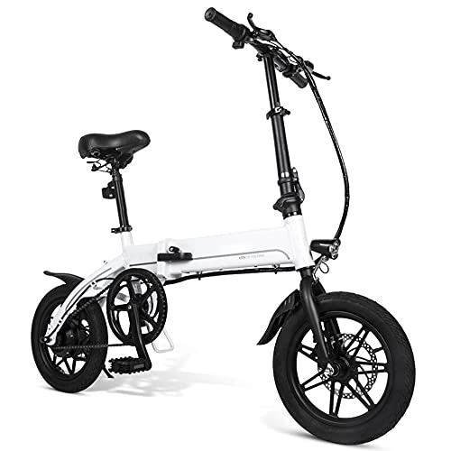 Electric Bike : TGHY Folding Electric Bike for Adults 36V 250W Brushless Motor 14" Aluminum Alloy E-Bike 25km / h LCD Display Removable 8Ah Lithium Battery Pedal Assist City Commute Bicycle, White