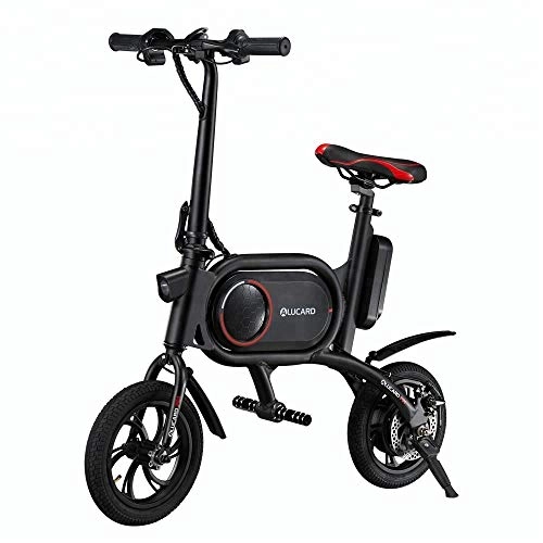 Electric Bike : Ti-Fa P01 Lightweight Electric Bike 36V 350W Foldable Pedal Assist E-Bike 12 inch with 7.5Ah Lithium Battery, Disc Brake, Red