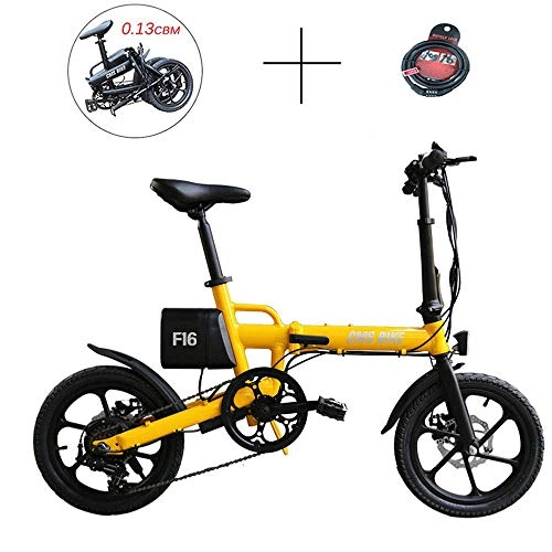Electric Bike : TIANQING Folding Mini Electric Car, 350W Electric Two-Wheel Bicycle Lithium Battery 36V / 7.8AH Brushless Motor 30 Km / H, with High-Definition Display Disc Brake, Yellow