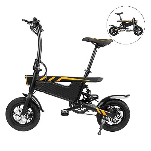 Electric Bike : TIANQING Folding Mini Electric Car, Electric Two-Wheel Bicycle Lithium Battery 36V / 6AH Two-Seat Brushless Motor 20-30 Km / H, With High-Definition Display Disc Brake
