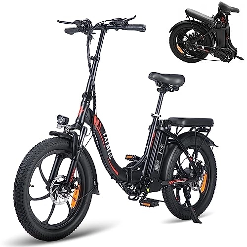 Electric Bike : TIGUOWISH 20" Electric Bike Folding Bikes for Adults, Fafrees F20 36V 16Ah Removable Battery Ebike 100-130 Mileage Pedal Assist, LCD Display, Shimano 7 Speed 3 Riding Modes Black