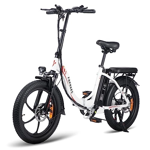 Electric Bike : TIGUOWISH 20" Electric Bike Folding Bikes for Adults, Fafrees F20 36V 16Ah Removable Battery Ebike 100-130 Mileage Pedal Assist, LCD Display, Shimano 7 Speed 3 Riding Modes White