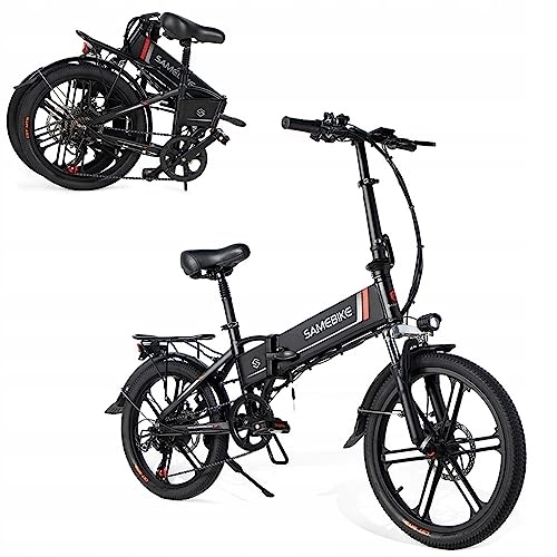 Electric Bike : TIGUOWISH Electric Bike 20 inch Folding Bikes for Adults, 48V 10.4AH Removable Battery, Max Range up to 40-80km Foldable Ebike City EBike Off-Road Mountain Bike LCD Display