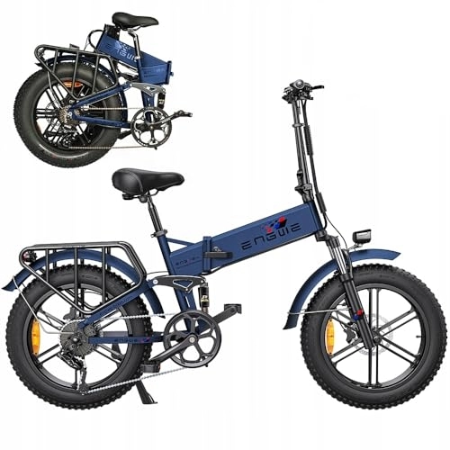 Electric Bike : TIGUOWISH ENGWE Electric Bike Folding Ebike Adults 48V16Ah Removable Battey Long Range 120KM 20 * 4.0" Fat Tire E-Bike for Mountain Snow Beach- Blue