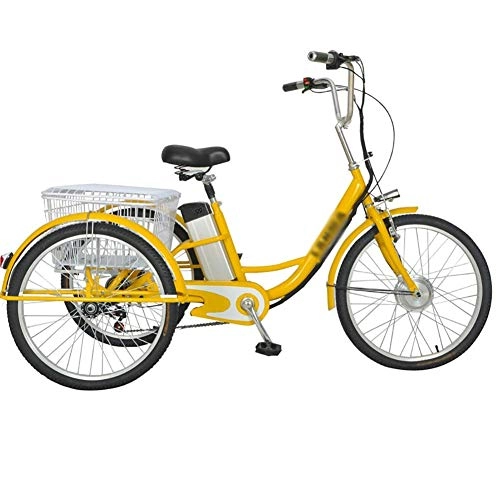 Electric Bike : tricycle electric Adult 3-wheel bicycle power-assisted bike with rear cart basket food basket outing shopping 48V12ah scooter electric pedal 24 inch single 250w motor manpower / assistance / electricity