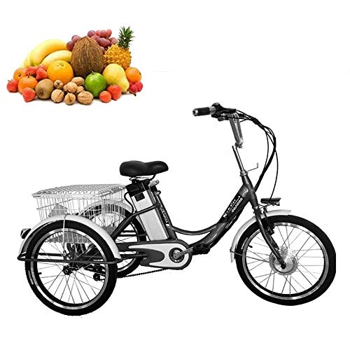 Electric Bike : TRonin 20" lithium battery booster Adult tricycle 3-Wheels Trike electric bicycle with LED light 10AH travel 20km, black