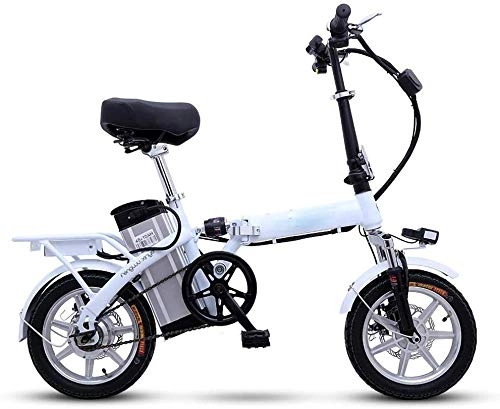 Electric Bike : TTMM Electric Bike Electric Bike 14 inch folding 48V lithium battery adult power remote control small battery car light men and women (Color : 10A)