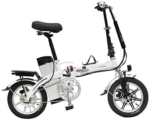 Electric Bike : TTMM Electric Bike Electric Bike 14 inch multi-function 48V25A 100 km electric car folding lithium battery bicycle light and environmentally friendly (Color : A)