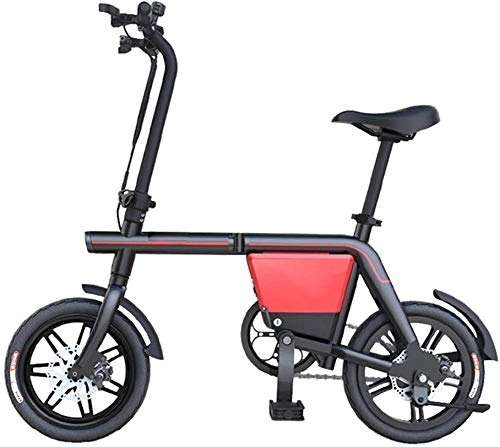 Electric Bike : TTMM Electric Bike Men and Women Foldable Electric Bicycle Power Mini Small Adult Portable Lithium Battery Battery Car 48V (Color : Red, Size : 20km)