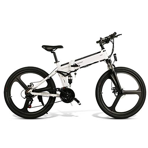 Electric Bike : TUKING Adult Folding Electric Bikes Comfort Bicycles Hybrid Recumbent / Road Bikes 14 inch, 11.6Ah Lithium Battery, Aluminium Alloy, Disc Brake, Received within 3-7 days, for Adults, Men Women(White)