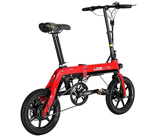 Electric Bike : TX Folding electric bicycle 36V lithium long life battery mini sized urban use, Red