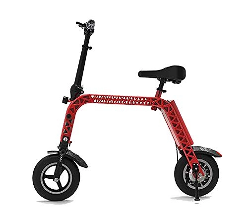Electric Bike : TX Folding electric bicycle aircraft grade aluminum alloy mini size with kid seat, speed parameter meter 10 inch wheels 12.8kg, sport version endurance 45km, Red