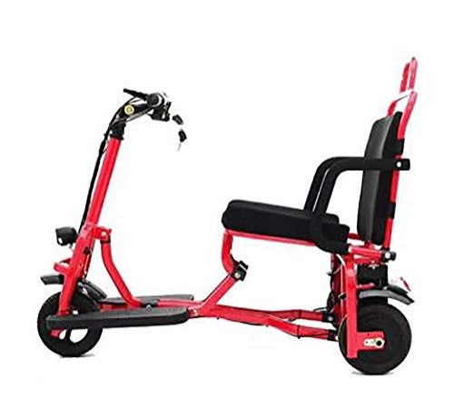 Electric Bike : TX Folding electric bicycle portable 3 wheels easy carry superlight 22.6kg aluminum alloy lithium battery 48V, Red