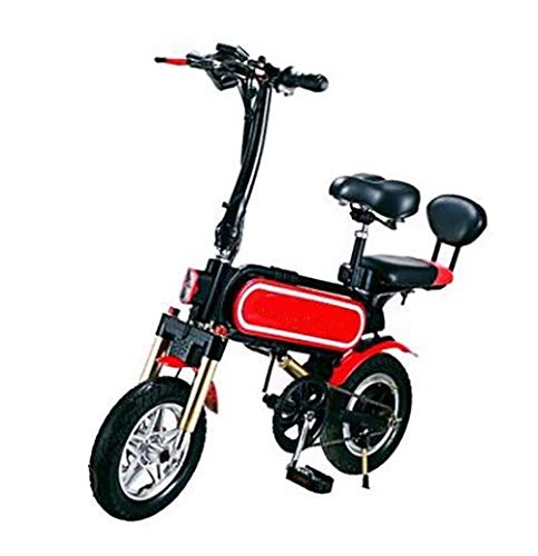 Electric Bike : TX Folding electric bicycle portable lithium battery 12 inch mini sized easy carry, Red