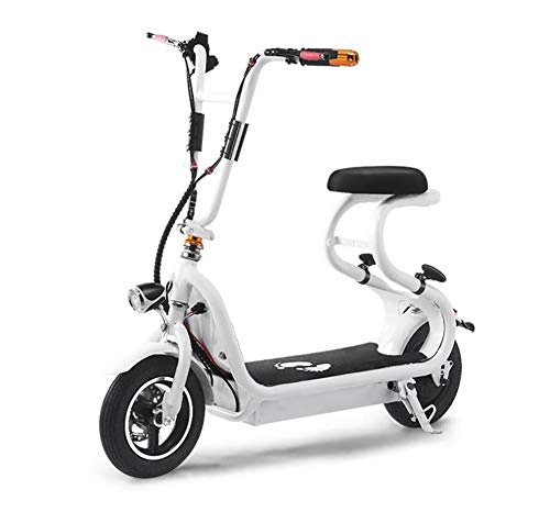 Electric Bike : TX Folding electric bicycle portable mini sized 2 wheels lithium battery monitor display aluminum alloy, white